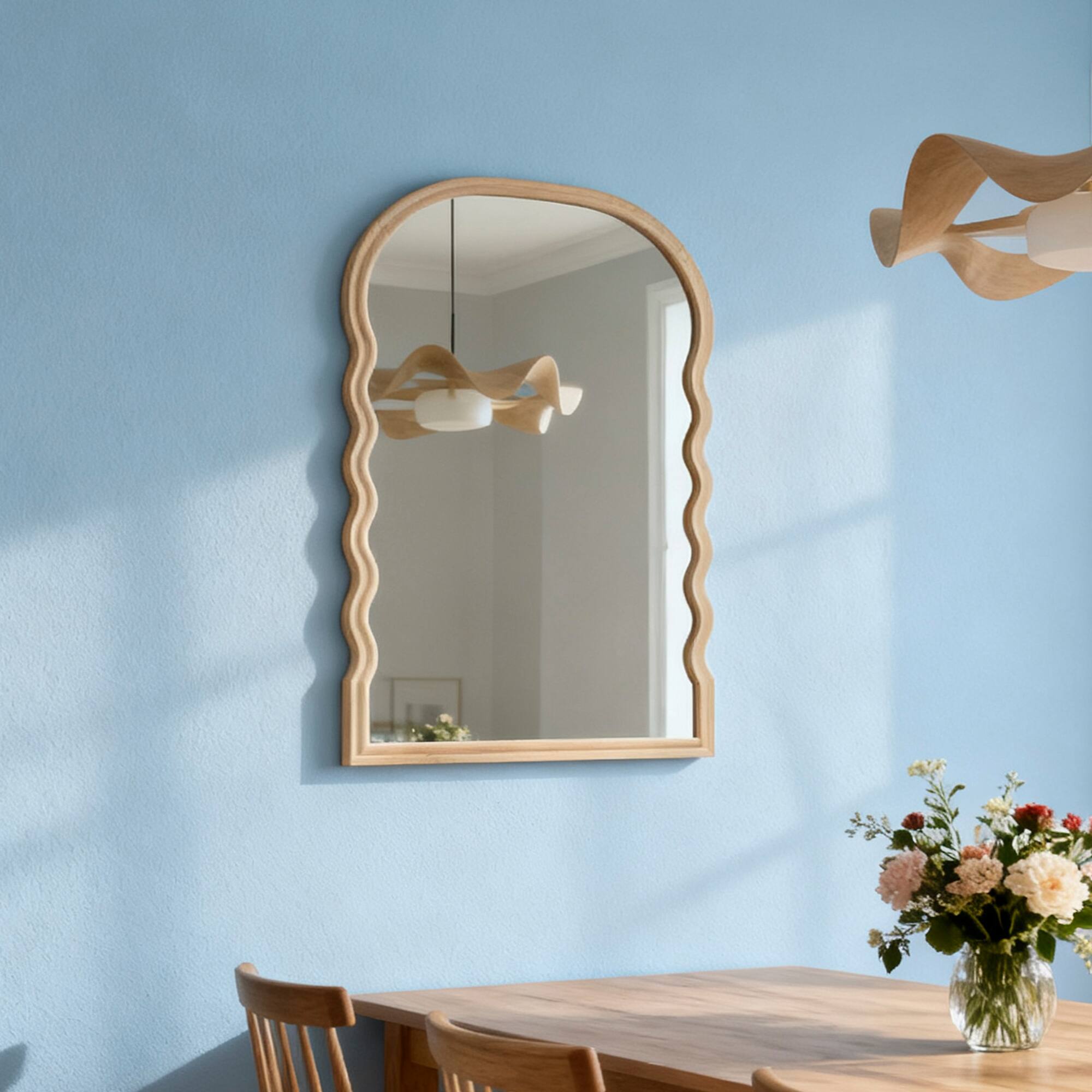 21" x 30" Arch Wall Mirror in Wavy Wood Frame by Ashland®
